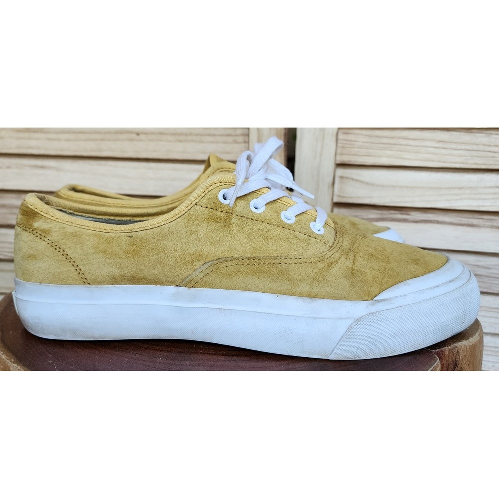 HUF Y2K Sz 6.5 Yellow Suede Low Top Sneakers Skate Shoes Coastal Streetwear